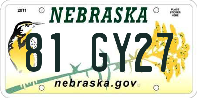 NE license plate 81GY27