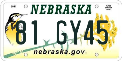 NE license plate 81GY45
