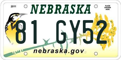 NE license plate 81GY52