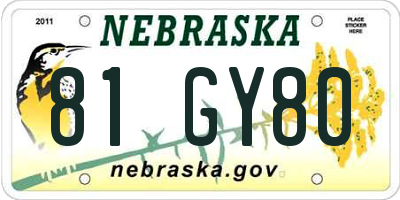 NE license plate 81GY80