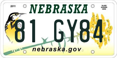 NE license plate 81GY84