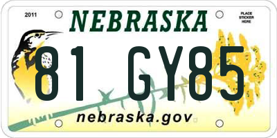 NE license plate 81GY85
