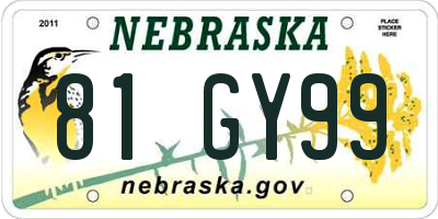 NE license plate 81GY99