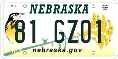 NE license plate 81GZ01