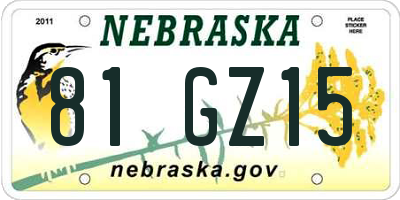NE license plate 81GZ15