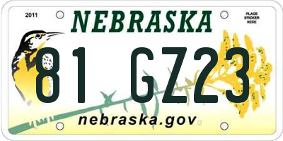 NE license plate 81GZ23