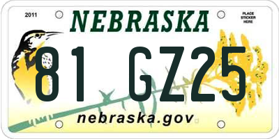 NE license plate 81GZ25