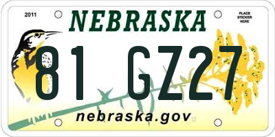 NE license plate 81GZ27