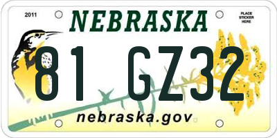 NE license plate 81GZ32