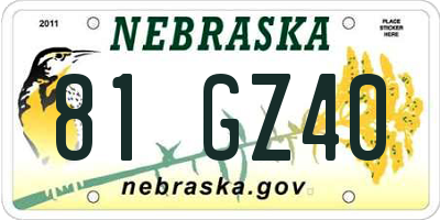 NE license plate 81GZ40