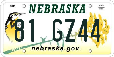 NE license plate 81GZ44