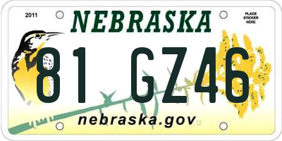 NE license plate 81GZ46