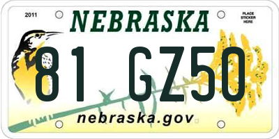 NE license plate 81GZ50