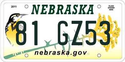 NE license plate 81GZ53
