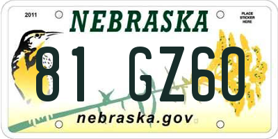 NE license plate 81GZ60