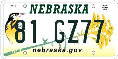 NE license plate 81GZ77