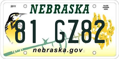 NE license plate 81GZ82