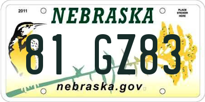 NE license plate 81GZ83