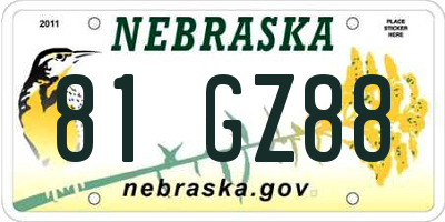 NE license plate 81GZ88