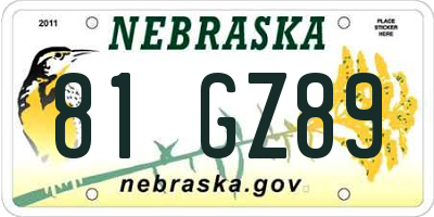 NE license plate 81GZ89