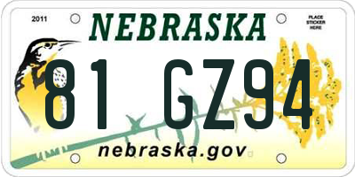NE license plate 81GZ94