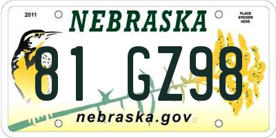 NE license plate 81GZ98