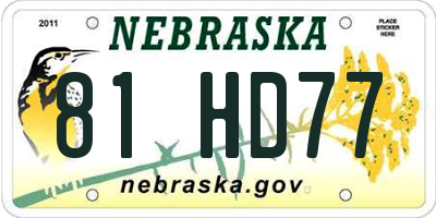 NE license plate 81HD77