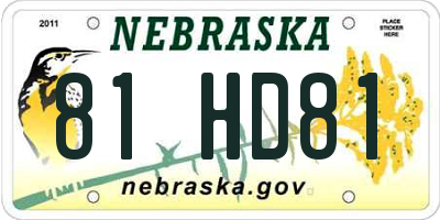 NE license plate 81HD81