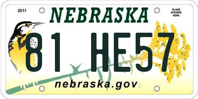 NE license plate 81HE57