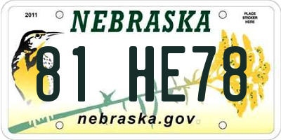 NE license plate 81HE78