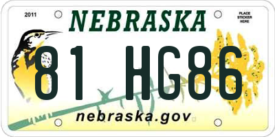 NE license plate 81HG86