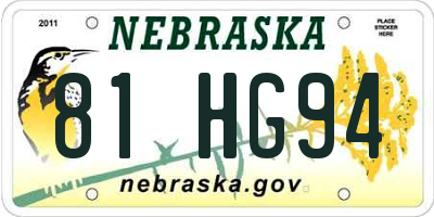 NE license plate 81HG94