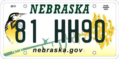 NE license plate 81HH90