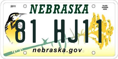 NE license plate 81HJ11