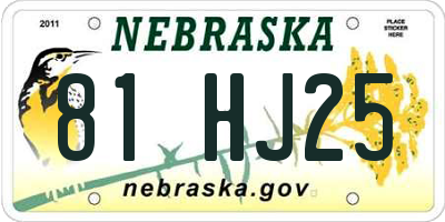 NE license plate 81HJ25