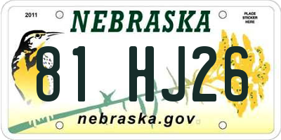 NE license plate 81HJ26