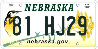 NE license plate 81HJ29