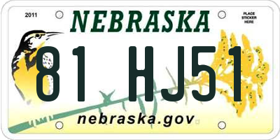 NE license plate 81HJ51