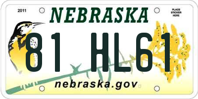 NE license plate 81HL61