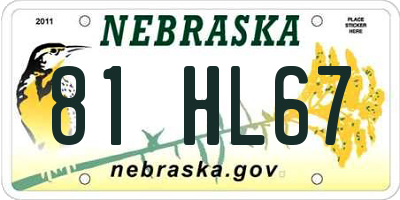 NE license plate 81HL67