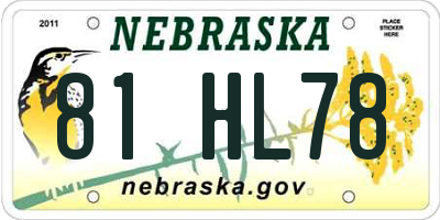 NE license plate 81HL78