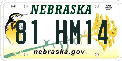 NE license plate 81HM14