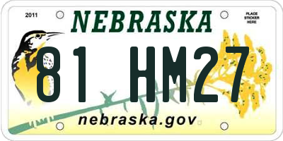 NE license plate 81HM27