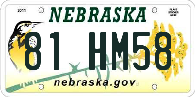 NE license plate 81HM58