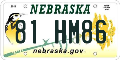 NE license plate 81HM86