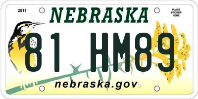 NE license plate 81HM89
