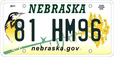 NE license plate 81HM96