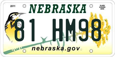 NE license plate 81HM98