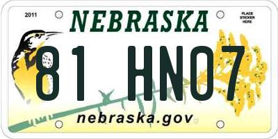 NE license plate 81HN07