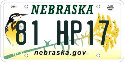 NE license plate 81HP17